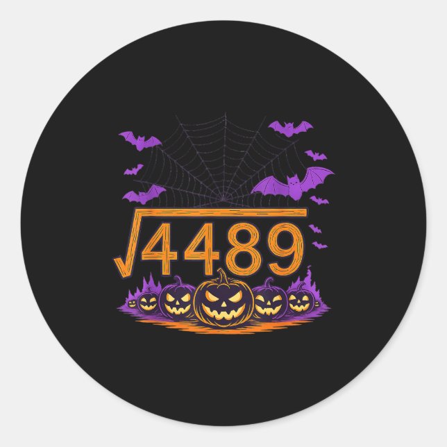 67 Meme Square Root 4489 Slang Math Halloween Cost Runder Aufkleber (Vorderseite)