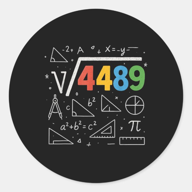 67 Meme Square Root 4489 Slang Six Seven Math Teac Runder Aufkleber (Vorderseite)