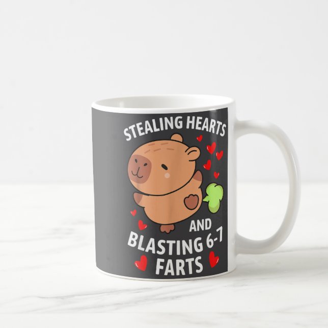 67 Meme Stealing Hearts Valentine's Day Capybara K Kaffeetasse (Rechts)