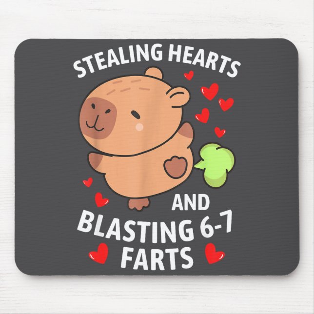 67 Meme Stealing Hearts Valentine's Day Capybara K Mousepad (Vorne)