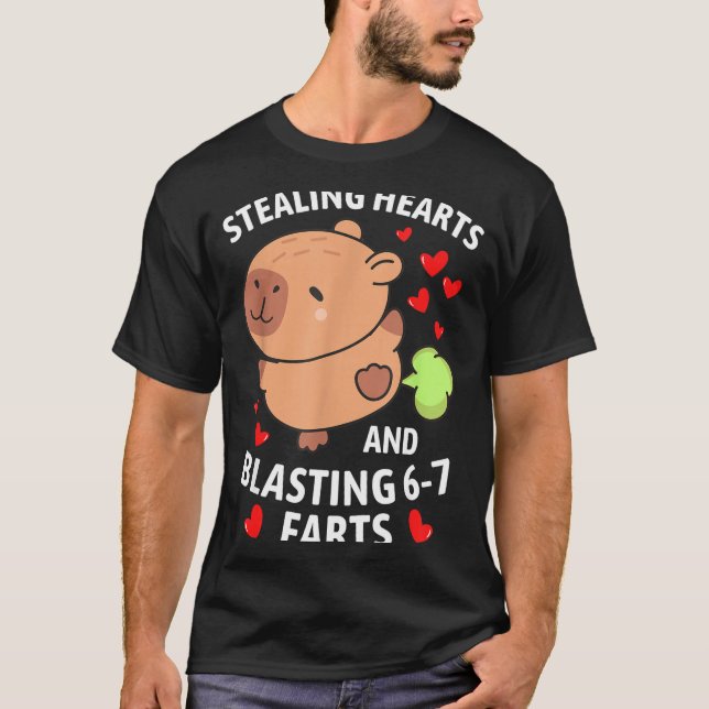 67 Meme Stealing Hearts Valentine's Day Capybara K T-Shirt (Vorderseite)