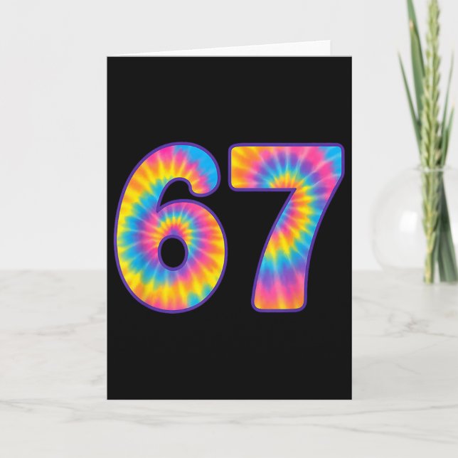 67 Meme Tie Dye Retro Sechs Sieben  Karte (Vorderseite)