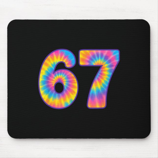 67 Meme Tie Dye Retro Sechs Sieben  Mousepad (Vorne)