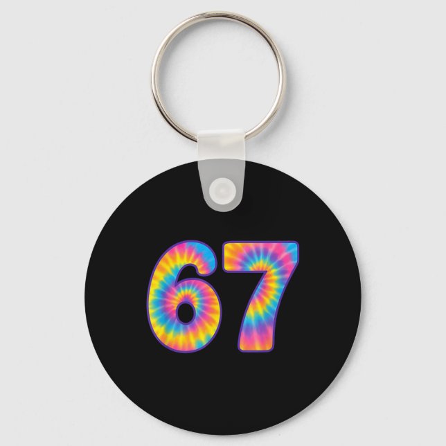 67 Meme Tie Dye Retro Sechs Sieben  Schlüsselanhänger (Vorderseite)