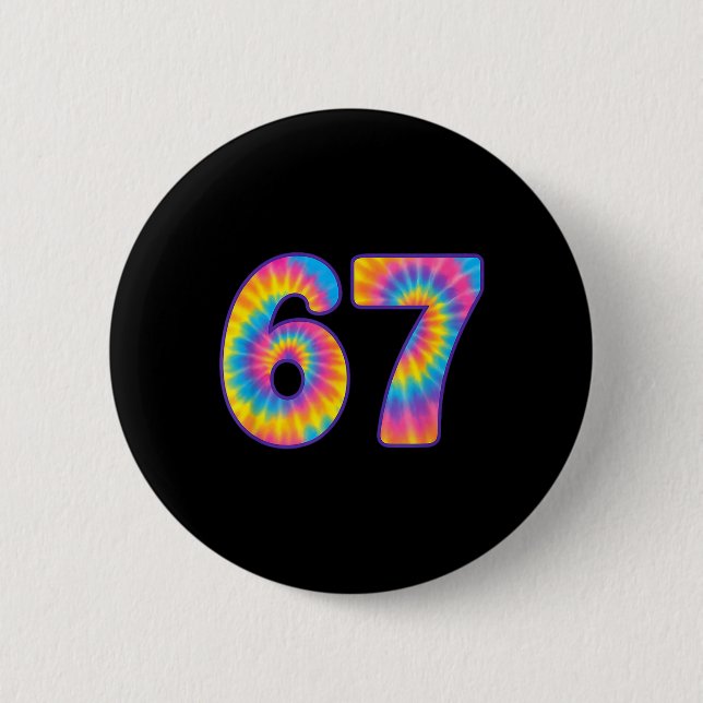 67 Meme Tie Dye Retro Six Seven  Button (Vorderseite)