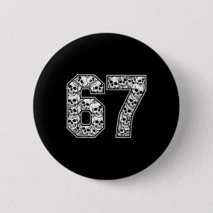 67 Meme-Totenkopf-Muster Grafik Halloween-Nummern- Button