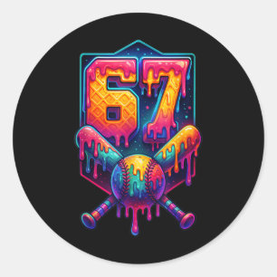 67 Meme Trend Baseball Lustige Zahl 67 Spieler Sec Runder Aufkleber