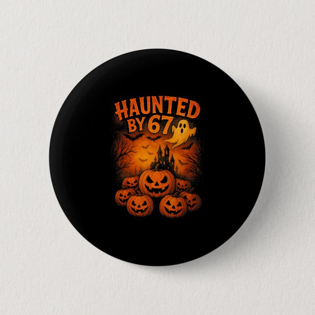 67 Meme Trendiger Geist Halloween Lustig Six Seven Button (Vorderseite)