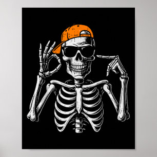 67 Meme Trendiger Skelett Halloween Lustig Six Sev Poster