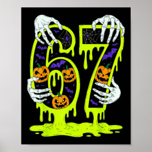 67 Meme Trendiger Skelett Halloween Lustig Six Sev Poster