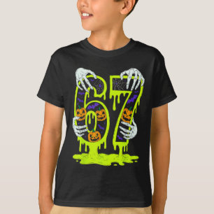 67 Meme Trendiger Skelett Halloween Lustig Six Sev T-Shirt