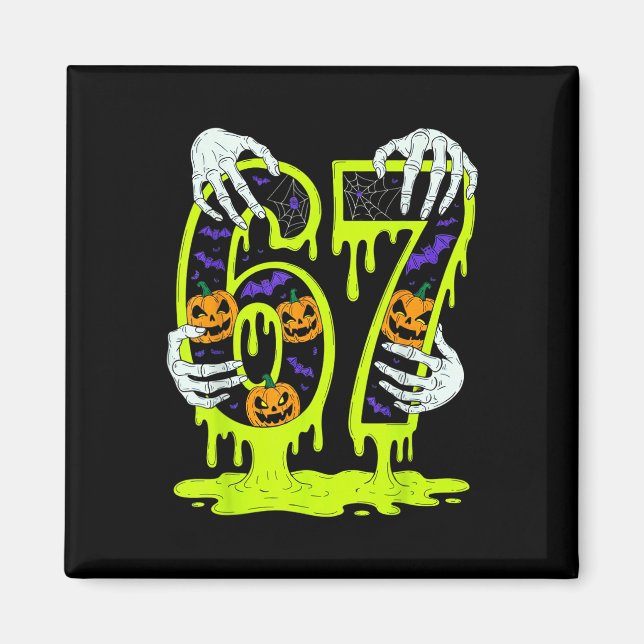 67 Meme Trendy Skeleton Halloween Funny Six Seven  Magnet (Vorne)