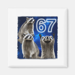 67 Meme Waschbär Heult den Mond an Parodie Six Sev Magnet