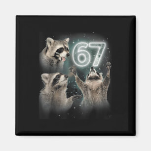 67 Meme Waschbär heult zum Mond 67 6 7 Halloween Magnet