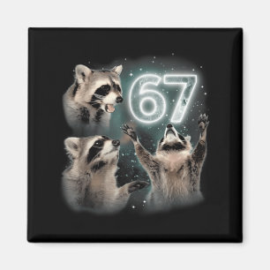 67 Meme Waschbär Heult zum Mond Sechs Sieben Müll Magnet