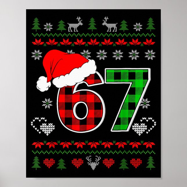 67 Meme Weihnachten Six Seven Xmas hässlicher Pull Poster (Vorne)