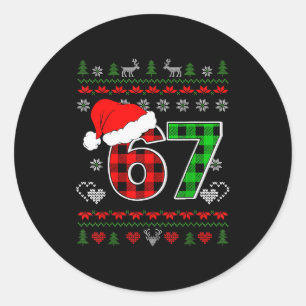 67 Meme Weihnachten Six Seven Xmas Hässlicher Pull Runder Aufkleber