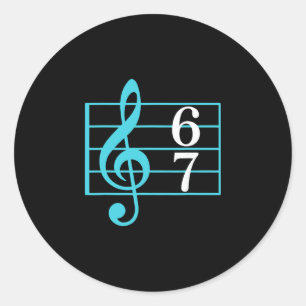 67 Musik Meme Slang Six Seven Musiklehrer Lustig  Runder Aufkleber