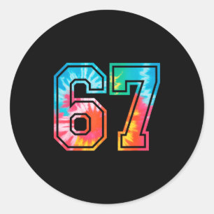 67 Number Meme Lustig Six Seven Tie Dye Gen Alpha Runder Aufkleber