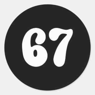 67 Nummer Sechs Sieben Lustiges Meme Slang Teen Ki Runder Aufkleber