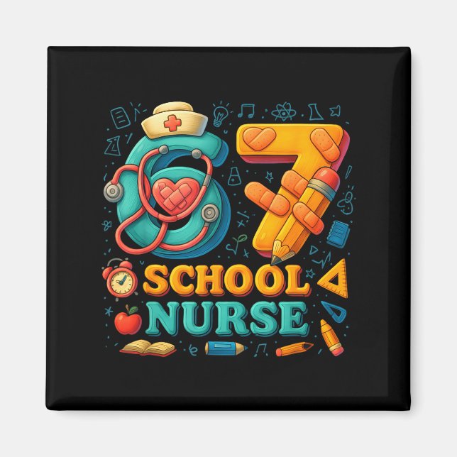 67 Nurse Days Funny Medical Back To School  Magnet (Vorne)