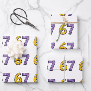 67 Ohne jegliche Bedeutung Gelb und Lila Geschenkpapier Set