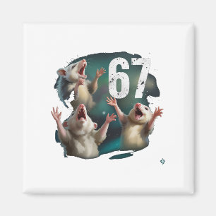 67 Opossum heult den Mond an 67 6 7 Halloween 67  Magnet