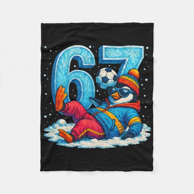 67 Pinguin Fußball Lustiges Winter Meme Geschenk _ Fleecedecke (Vorderseite)