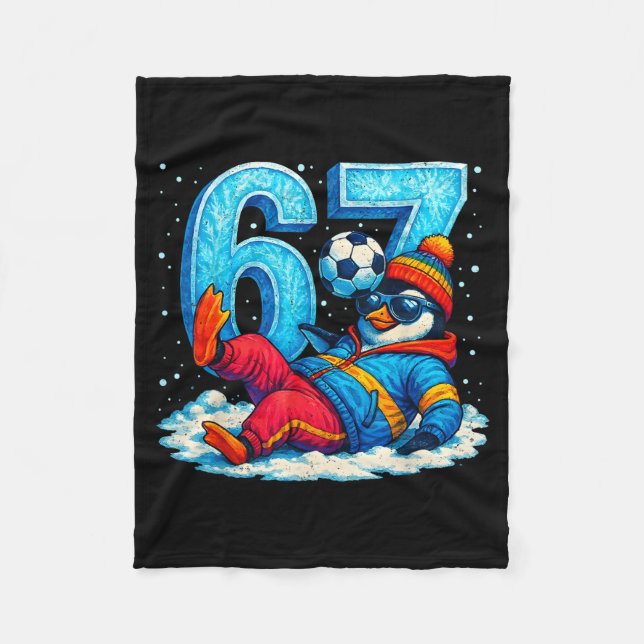 67 Pinguin Fußball Lustiges Winter Meme Geschenk  Fleecedecke (Vorderseite)