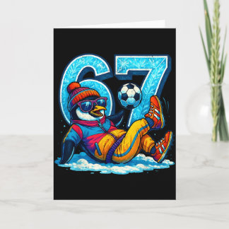 67 Pinguin Fußball Lustiges Winter Meme Geschenk  Karte