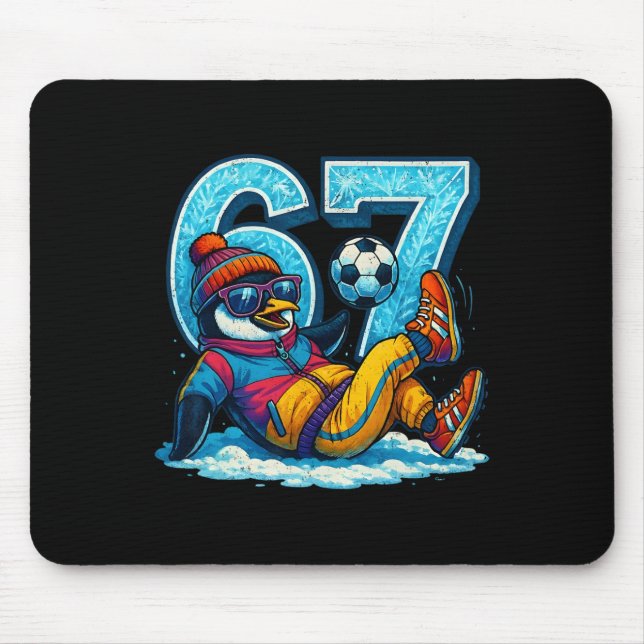 67 Pinguin Fußball Lustiges Winter Meme Geschenk _ Mousepad (Vorne)