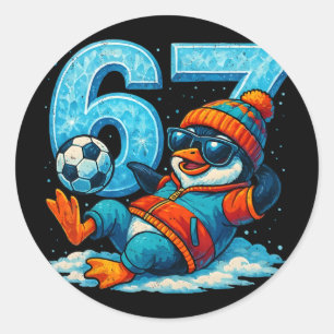67 Pinguin Fußball Lustiges Winter Meme Geschenk  Runder Aufkleber
