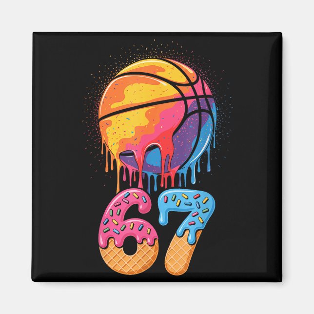 67 Player 67th Birthday Basketball Drip Number Ice Magnet (Vorne)