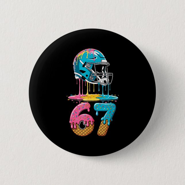 67 Player 67th Birthday Ice Cream American Footbal Button (Vorderseite)