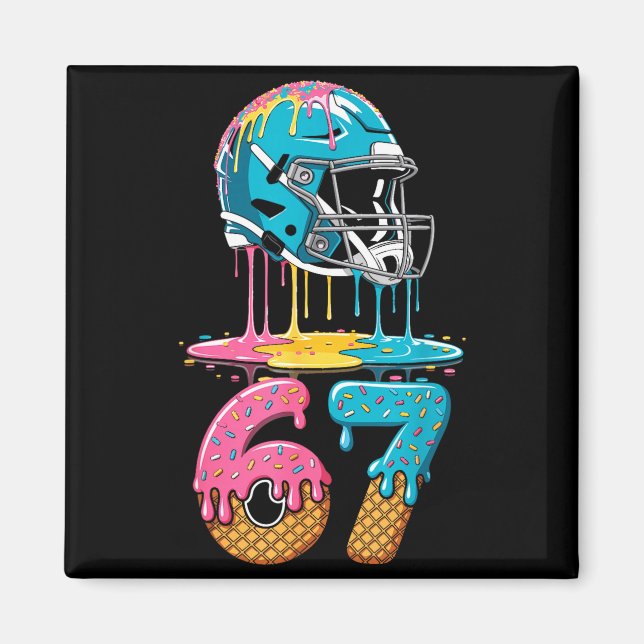 67 Player 67th Birthday Ice Cream American Footbal Magnet (Vorne)