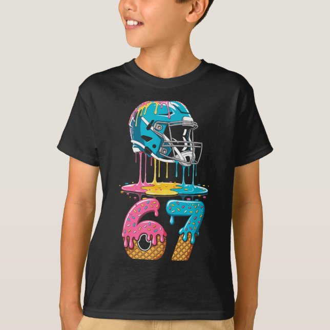 67 Player 67th Birthday Ice Cream American Footbal T-Shirt (Vorderseite)