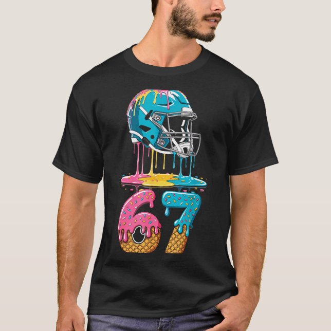 67 Player 67th Birthday Ice Cream American Footbal T-Shirt (Vorderseite)