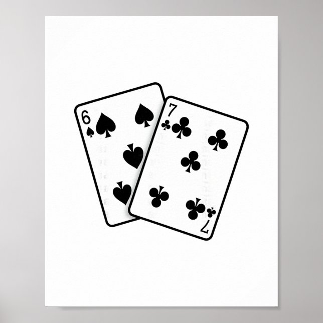67 Playing Cards Meme Funny Six Seven  Poster (Vorne)