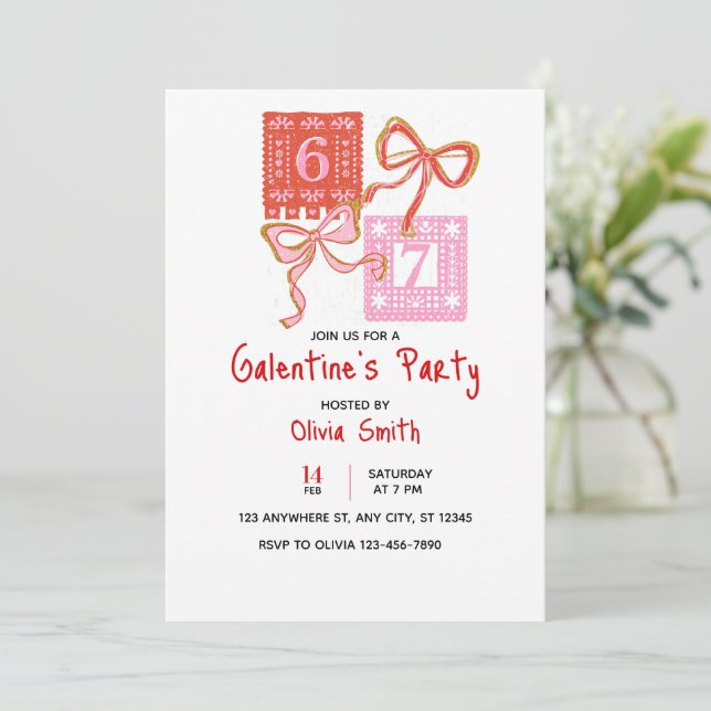 67 preppy Galentine’s Day invitation, coquette  Einladung (Stehend Vorderseite)