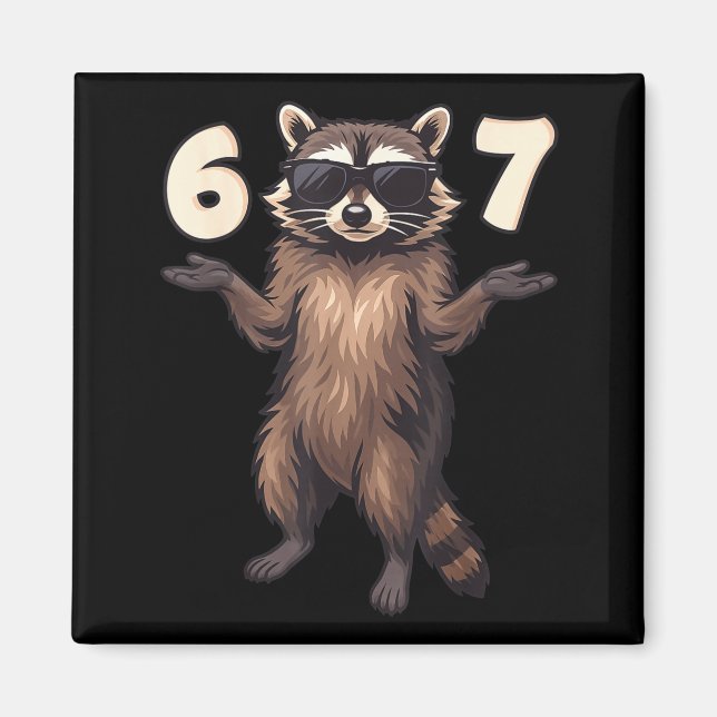 67 Raccoon 6-7 Hands Se Funny Gen Alpha Kids Teens Magnet (Vorne)
