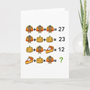 67 Reihenfolge Operation Mathe-Lehrer Thanksgiving Karte