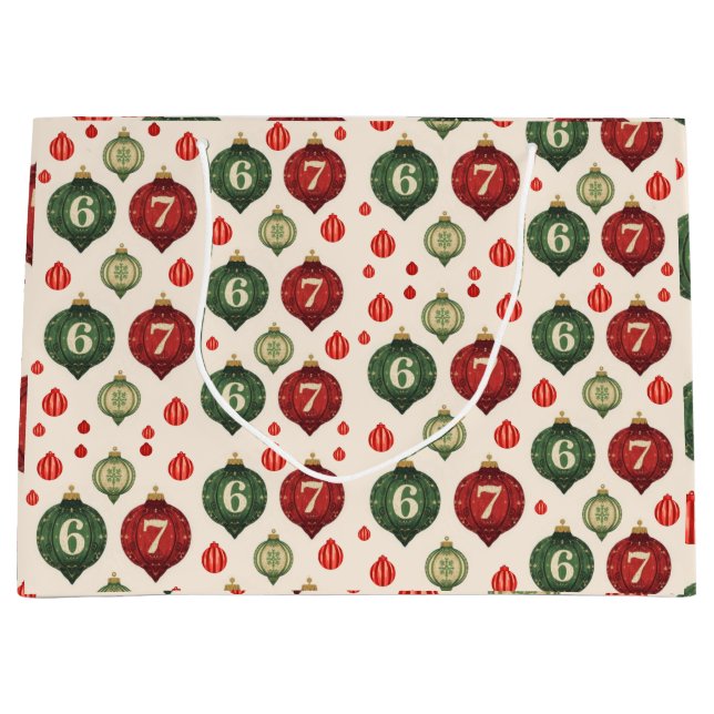 67 Retro Christmas Ornament Wrapping Paper  Große Geschenktüte (Vorderseite)