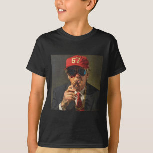 67 rote Mütze Donald Trump Kette Anhänger Zigarre T-Shirt
