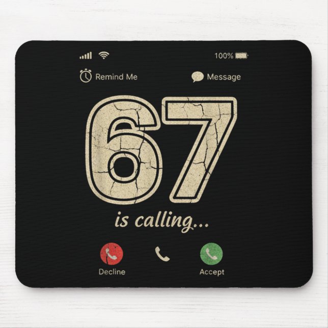 67 Ruft Lustigen Gen Z Slang Meme-Telefonbildschir Mousepad (Vorne)