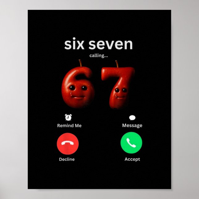 67 ruft lustiges Meme 67 Dummes Ai Apple Brainro a Poster (Vorne)