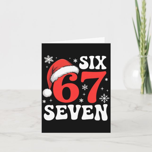67 Santa Hat Christmas Six Seven Funny Sayings  Karte (Vorderseite)