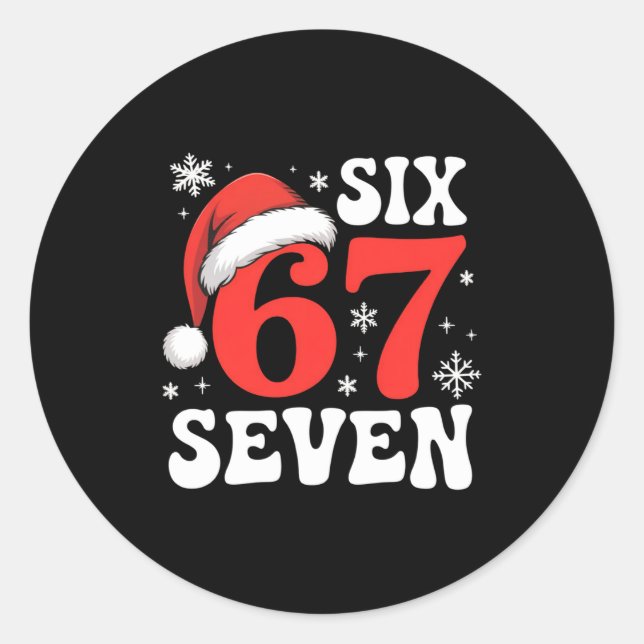 67 Santa Hat Christmas Six Seven Funny Sayings  Runder Aufkleber (Vorderseite)
