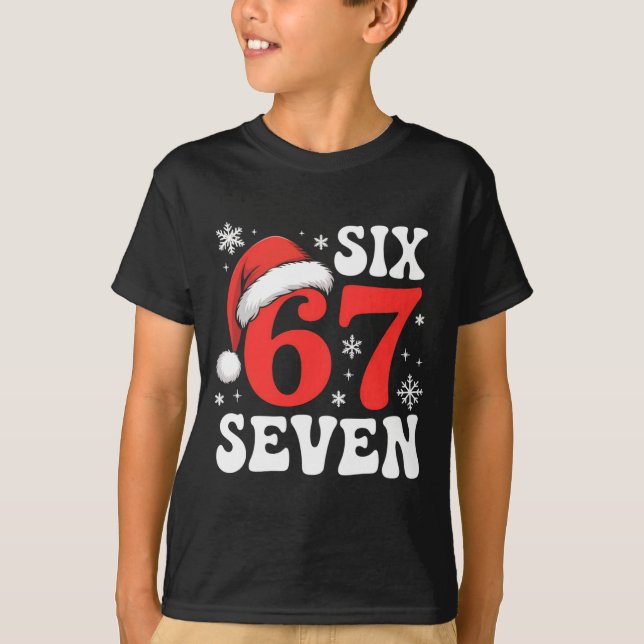 67 Santa Hat Christmas Six Seven Funny Sayings  T-Shirt (Vorderseite)