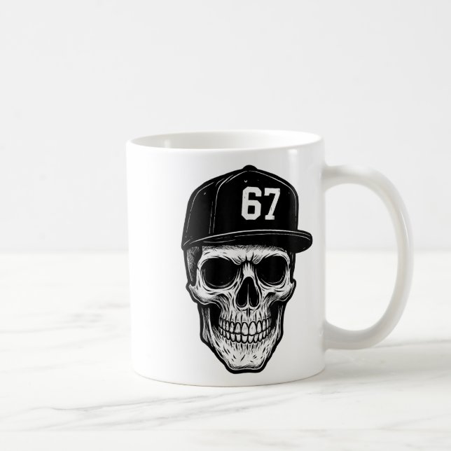 67 Schädel Halloween Brainrot Meme Sechs Sieben Ki Kaffeetasse (Rechts)