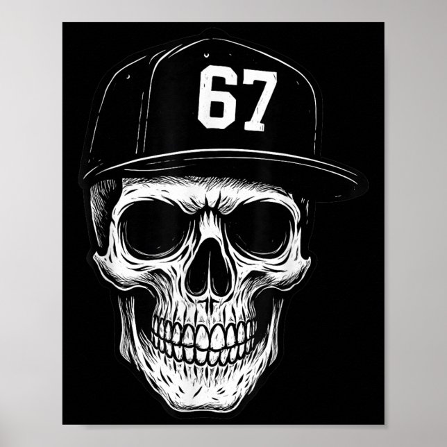 67 Schädel Halloween Brainrot Meme Six Seven Kinde Poster (Vorne)